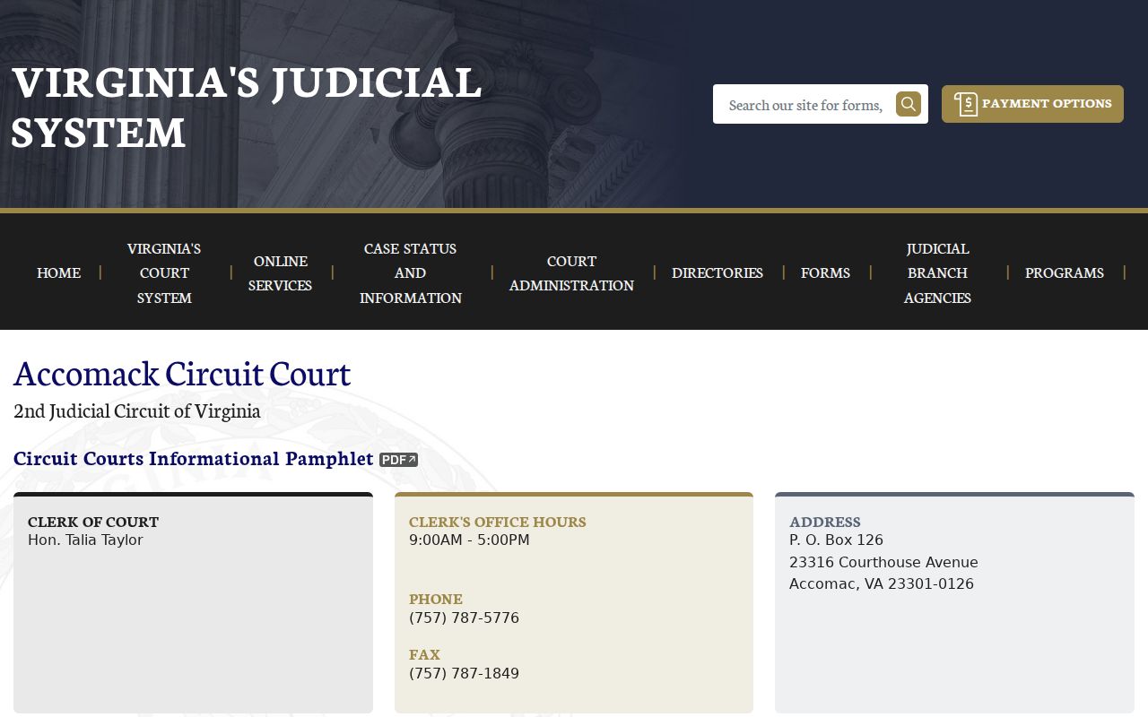 Accomack Circuit Court criminal case records office