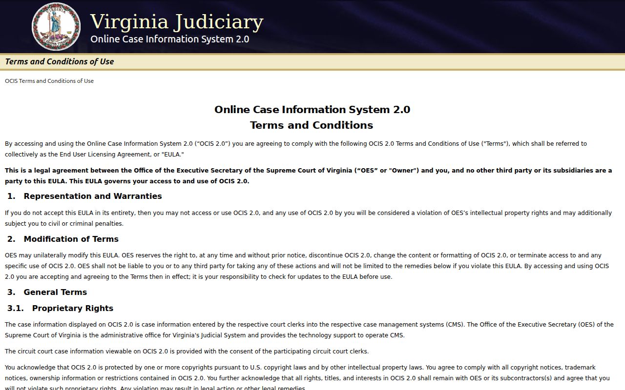 OCIS 2.0 search for Accomack County criminal court cases