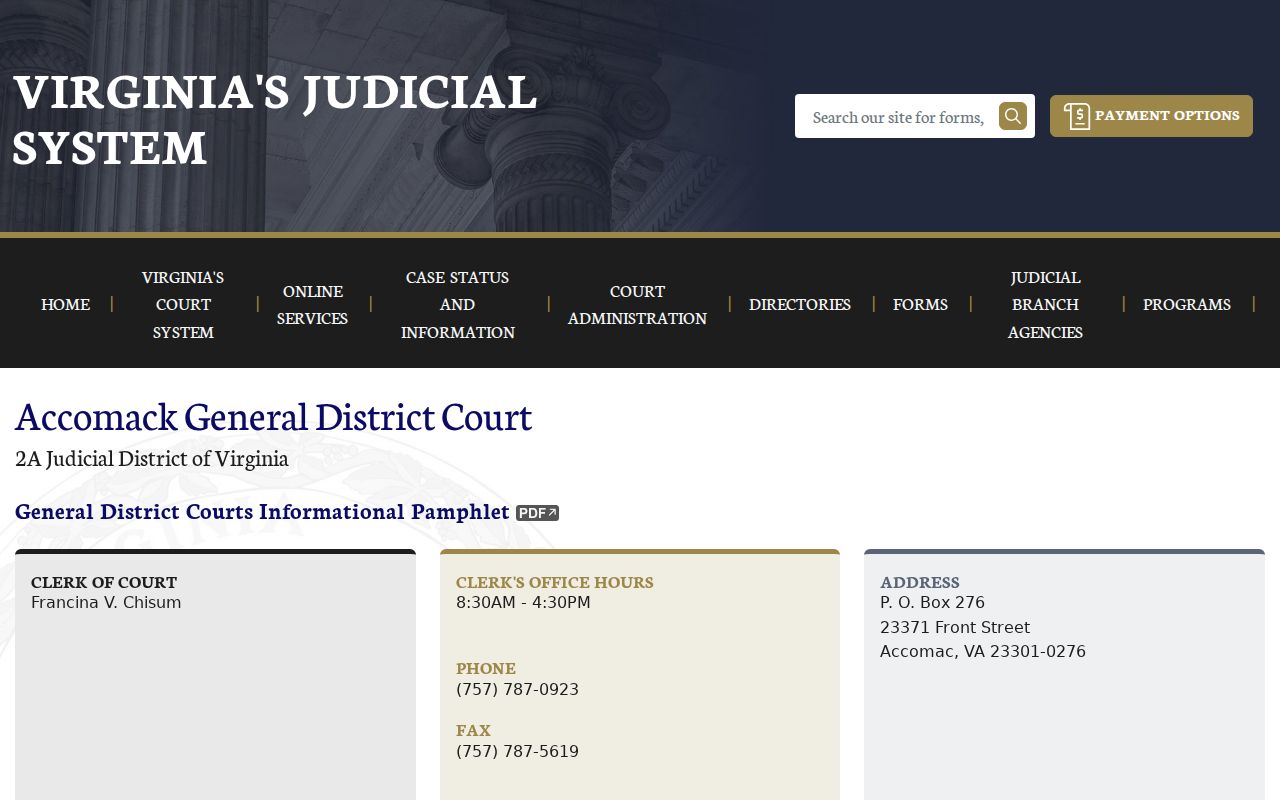 Accomack County criminal court cases at General District Court