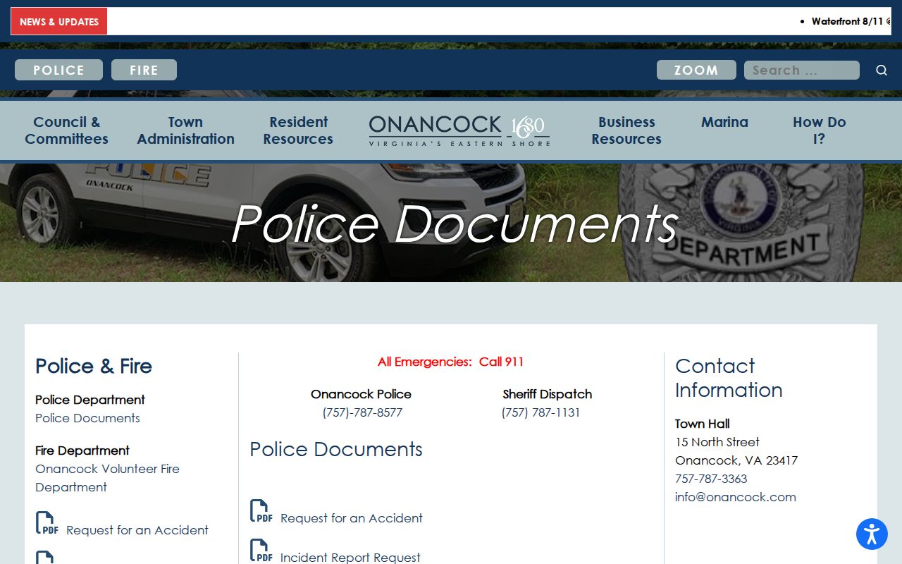 Onancock criminal records in the official police documents library